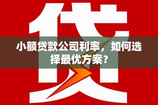 榆次小额贷款公司利率，如何选择最优方案？