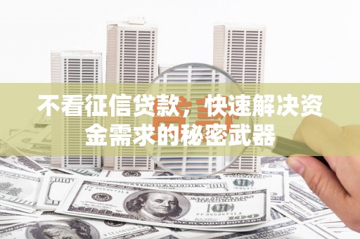 迭部不看征信贷款，快速解决资金需求的秘密武器